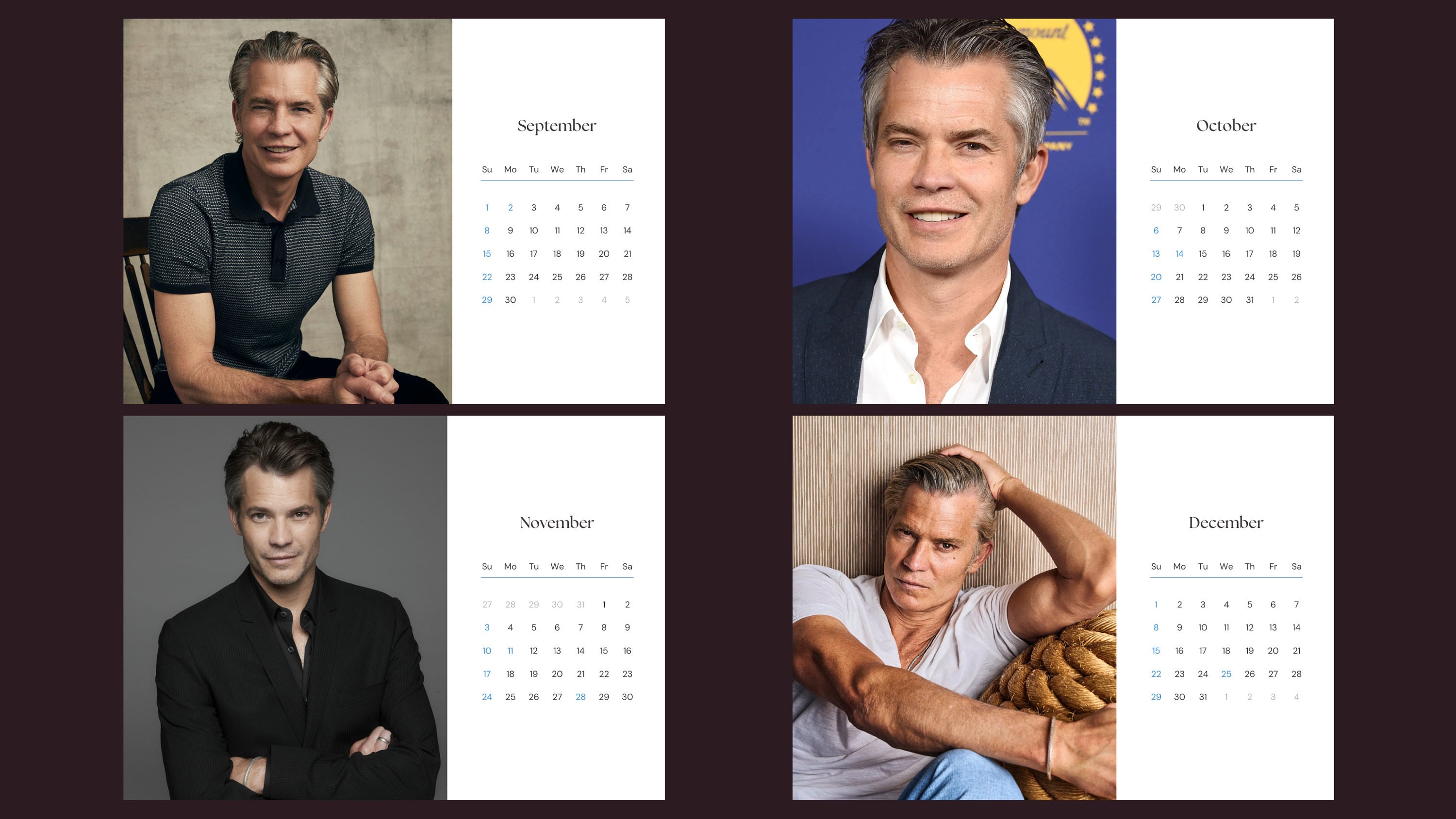 Timothy Olyphant 2024 Calendar Etsy