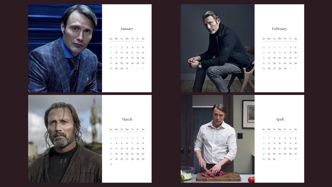 Mads Mikkelsen 2024 Calendar Etsy