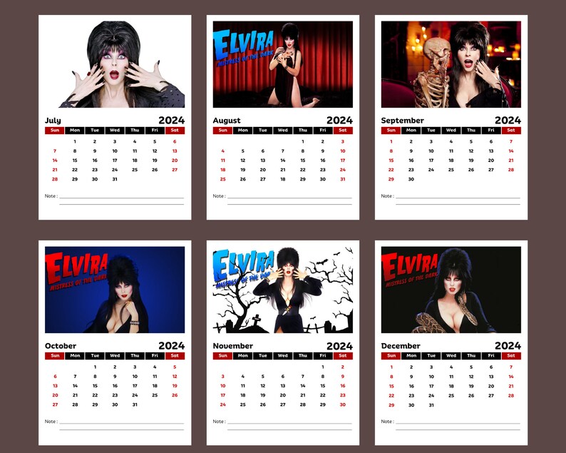 Elvira Mistress of the Dark 2024 Calendar Etsy