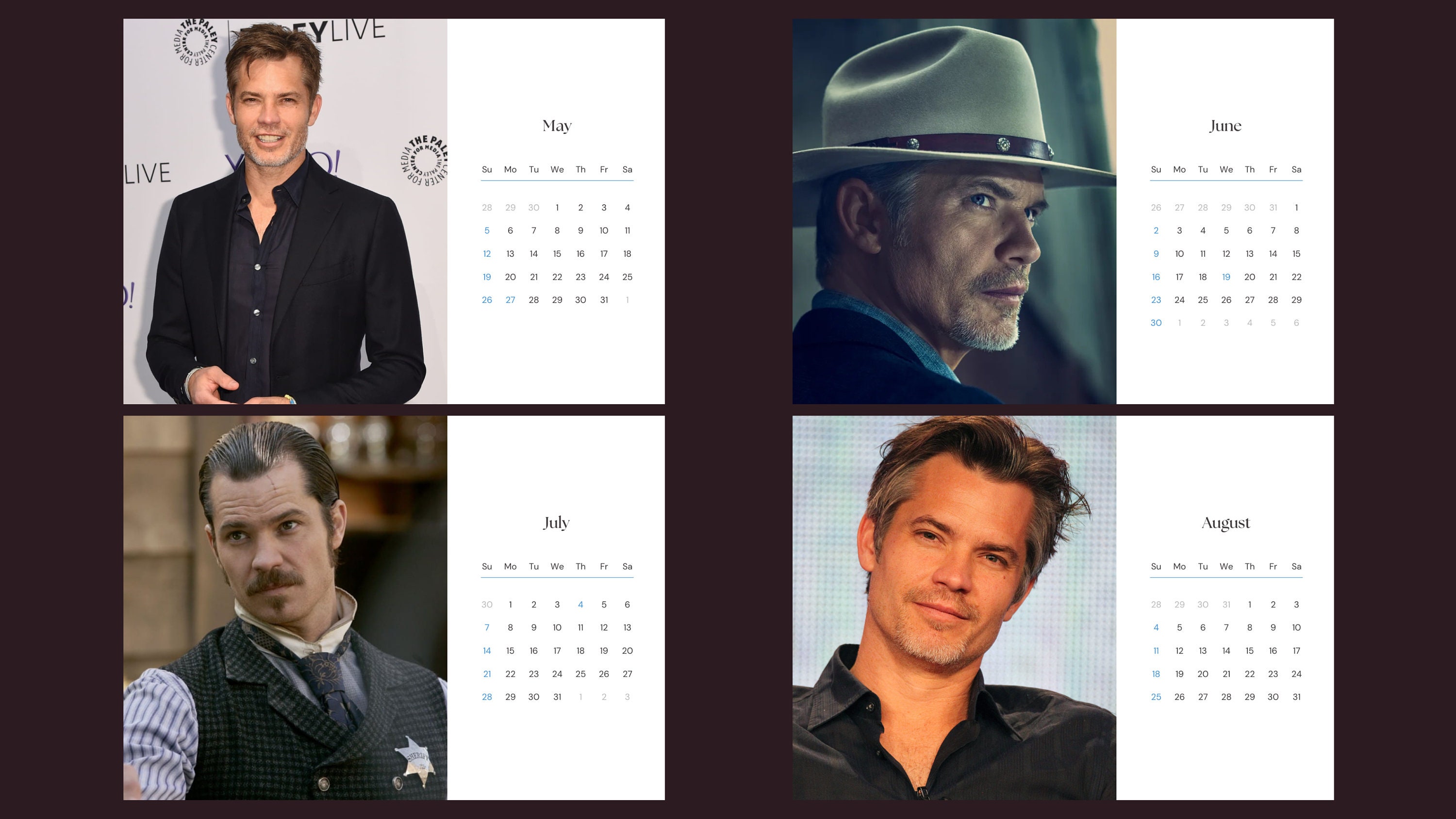 Timothy Olyphant 2024 Calendar Etsy