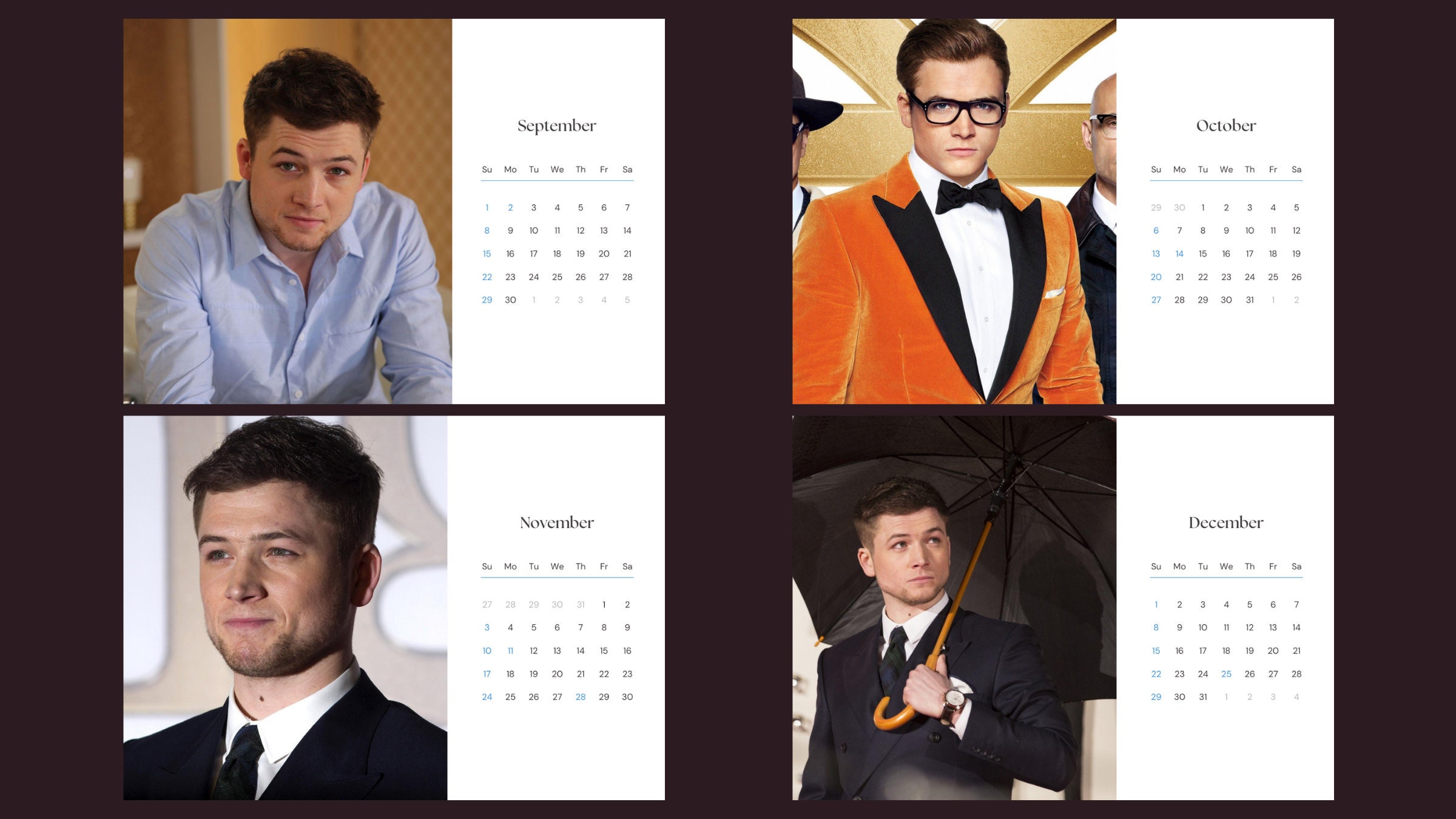 Taron Egerton 2024 Calendar Etsy