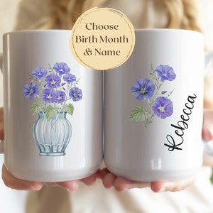 Custom Birth Flower Mug Custom Birth Flower Month Coffee Mug Name Birth Month Flower Gift Mom Gift Grandma Birth Flower Bouquet Birthflower