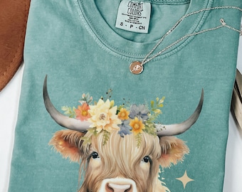 Highland Cow Shirt Cow Comfort Colors Highland Cow Gifts Highland Cow Print Farm Girl Shirt Cow Valentine Shirt Just A Girl Who Loves Cows