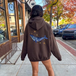 Blue Whale Sweatshirt Celestial Hoodies Ocean Inspired Style Earth Day Shirt Oceancore Coconut Girl Ocean Animal Shirt Humpback Whale Art