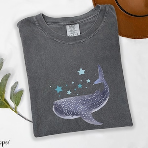 Comfort Colors Watercolor Whale Shark Shirt Shark Shirt Whale Art Coconut Girl Ocean Inspired Style Mermaidcore Ocean Animal Shirt Oceancore