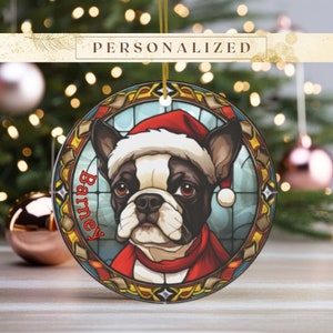 Customized Boston Terrier Christmas Ornament Boston Terrier Ceramic Christmas Ornament Boston Terrier Christmas Tree Boston Terrier Ornament