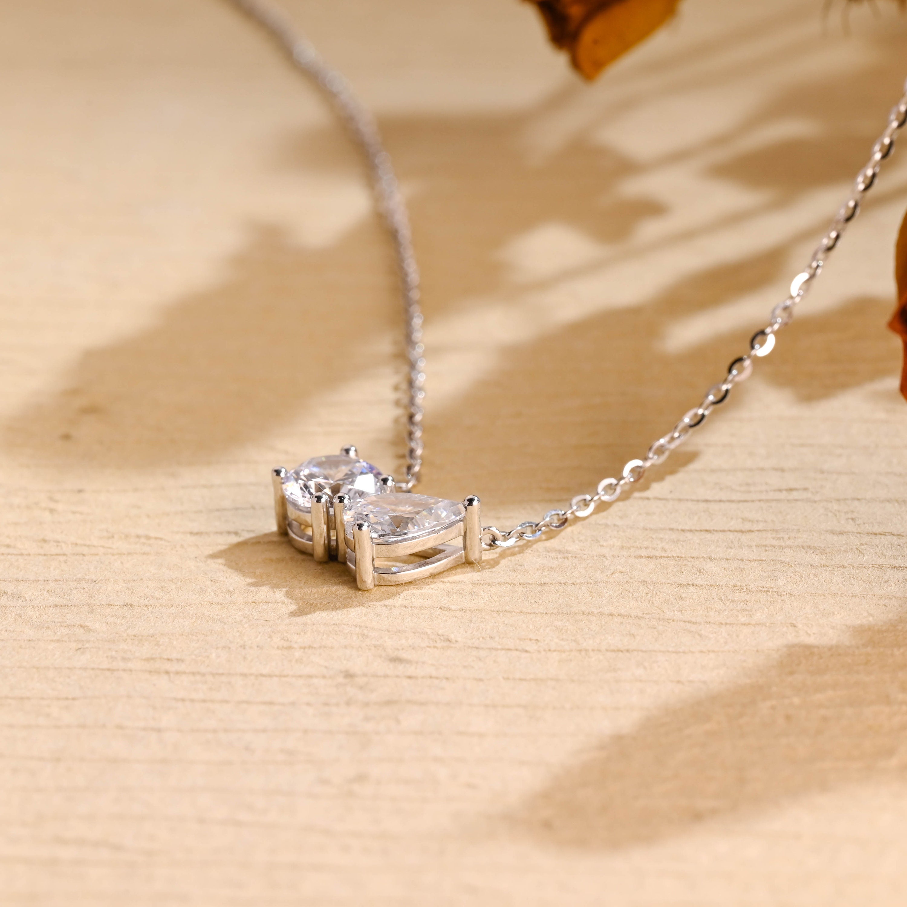 10 Carat Moissanite Teardrop Pendant Platinum-Plated Necklace