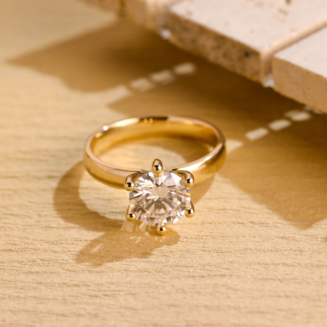 IGI Verified 3mm Solid Gold Round Lab Grown Diamond Engagement Ring - Etsy
