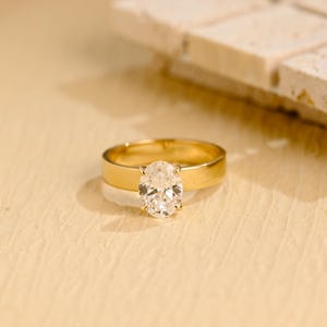 IGI Verified Solid Gold Oval Lab Grown Diamond Engagement Ring, D/ VS1 Diamond Ring, 4mm Wide Band  Ring, Anniversary Gift for Her