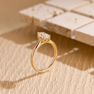 Solid Gold Marquise Cut Moissanite Engagement Ring, Classic Wedding Ring, Valentine's Day / Anniversary/ Birthday Gift for Woman, Wife, Her image 7