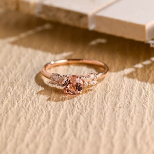 Solid Gold Round Cut Pink Sapphire Engagement Ring, Promise Ring, Proposal Ring, Art Deco Ring, Anniversary/ Birthday Gift for Women, Wife
