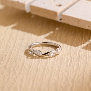 Massief gouden marquise geslepen moissaniet verlovingsband, trouwring/stapelbare ring, Valentijnsdag/verjaardag/verjaardagscadeau voor vrouw, vrouw