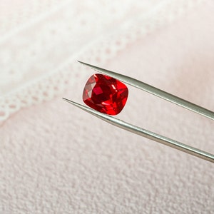 Lab Grown Elongated Cushion Cut Ruby Loose Stone for Jewelry Making/ Gemstones Supplies Lab Created/ Wedding Gift for Her/ Anniversary Gift