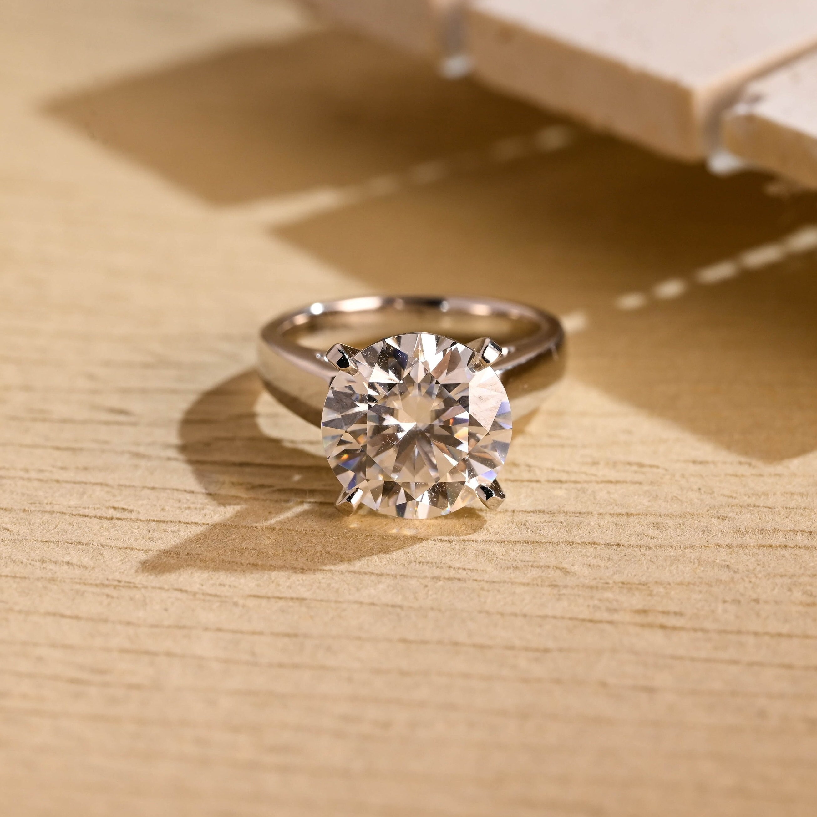Solid Gold Round Cut Moissanite Engagement Ring, Solitaire Promise Ring, Proposal Ring, Valentine's Day/ Birthday Gift for Woman, Wife, Her