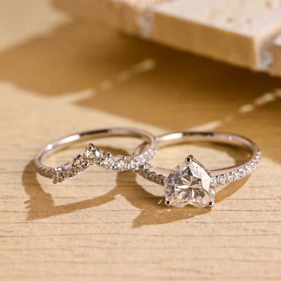 Wedding Band Heart Bridal Set Rings Under $500 Ladies 10K Yellow