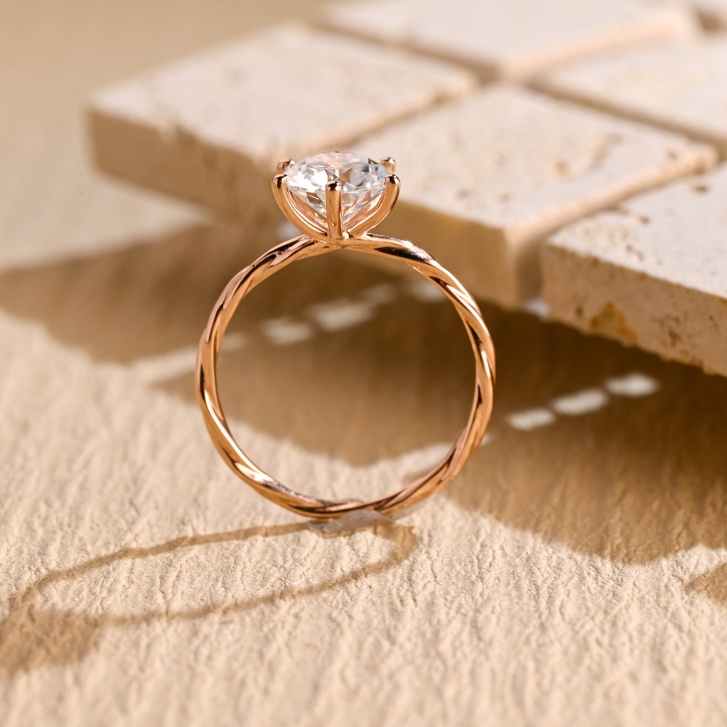 IGI Verified Solid Gold Round Lab Grown Diamond Engagement Ring, D