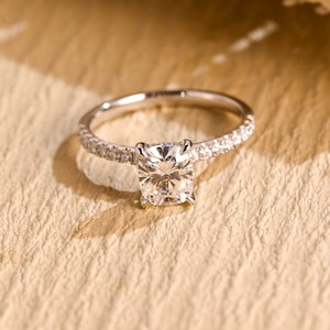 IGI Verified Solid Gold Elongated Cushion Lab Grown Diamond Engagement Ring, D/ VS1 Diamond Wedding Ring, Birthday/ Anniversary Gift for Her