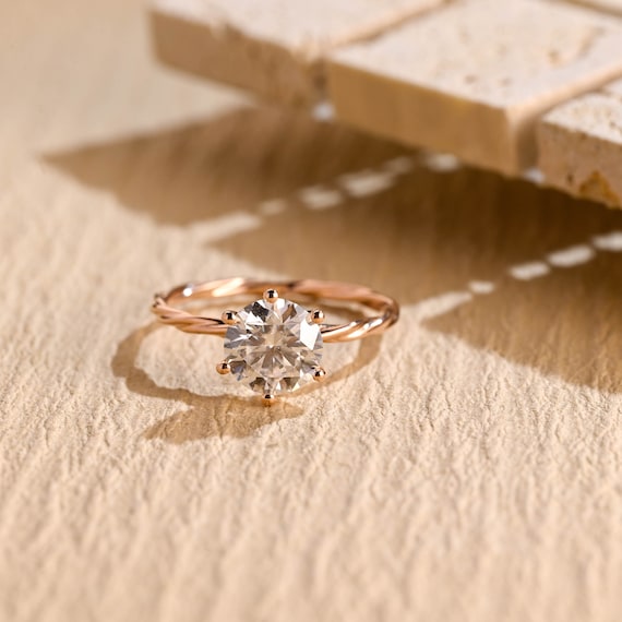 IGI Verified Solid Gold Round Lab Grown Diamond Engagement Ring, D