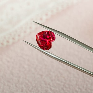 Lab Grown Ruby Heart Cut Loose Stone for Jewelry Making, Gemstones Supplies Lab Created, Birthday Gift, Anniversary Gift For Her, Women