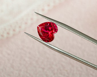 Lab Grown Ruby Heart Cut Loose Stone for Jewelry Making, Gemstones Supplies Lab Created, Birthday Gift, Anniversary Gift For Her, Women