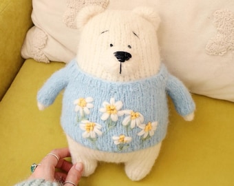 Knitted Teddy Bear Pattern with Jumper: Easy DIY Toy (PDF Download
