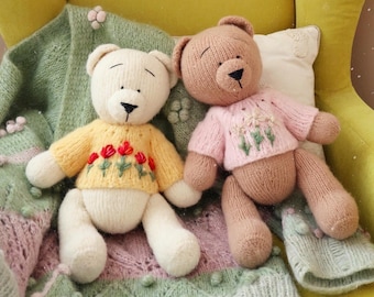 Teddy Bear Knitting Pattern PDF: Retro Toy with Sweater