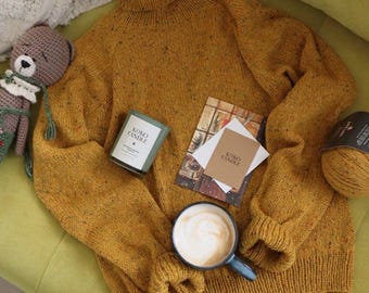 Classic Sweater Knitting Pattern, Chunky Knit Jumper Pattern Photo Video ⨯ Knit Pullover Knitting Pattern, Sweater Tutorial DIY in ENGLISH