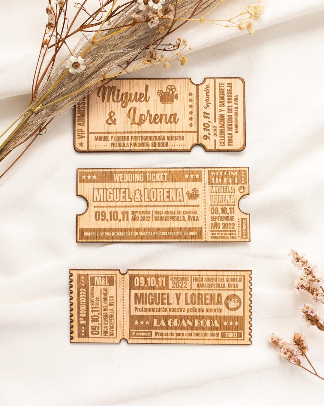 Wooden Ticket Invitation - Customizable - Etsy