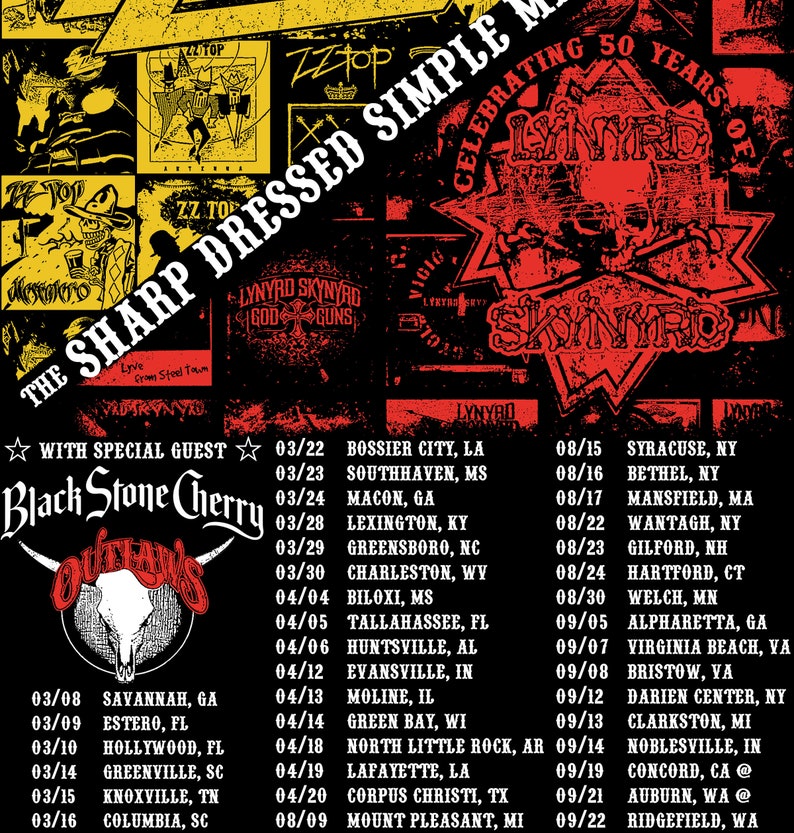 Lynyrd Skynyrd ZZ Top Tour 2024 Tshirt Lynyrd Skynyrd ZZ Top Tshirt