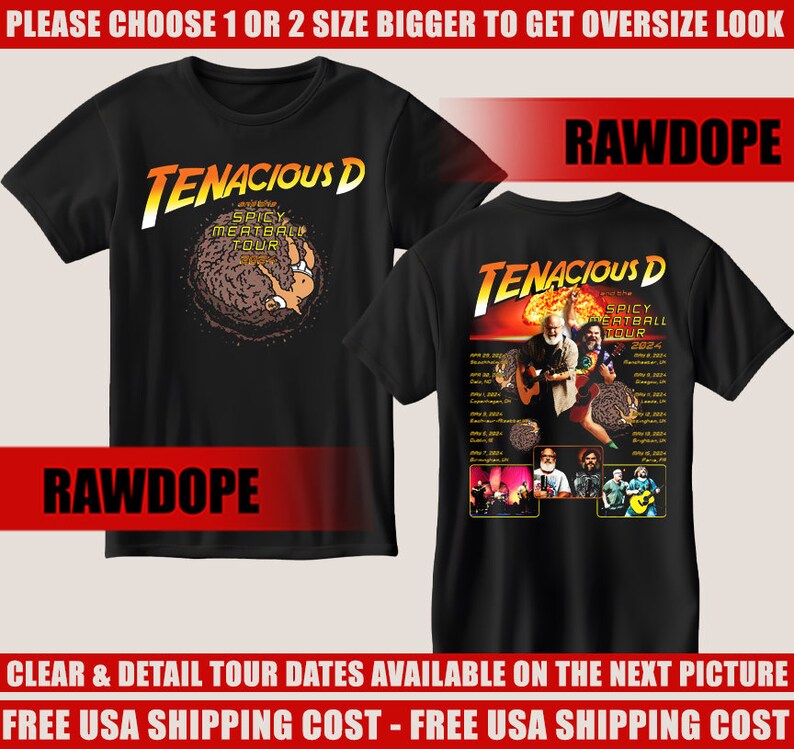 Tenacious D Tshirt Tenacious D 2024 Spicy Meatball Tour Etsy