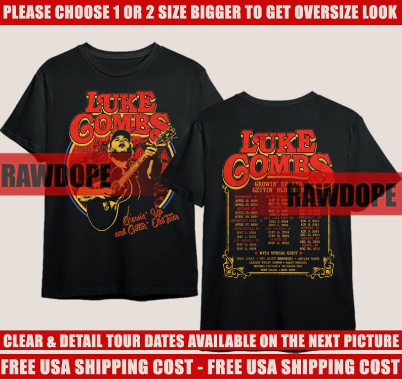 Luke Combs 2025 Tour Tshirt Luke Combs Growin Up and Gettin Old T