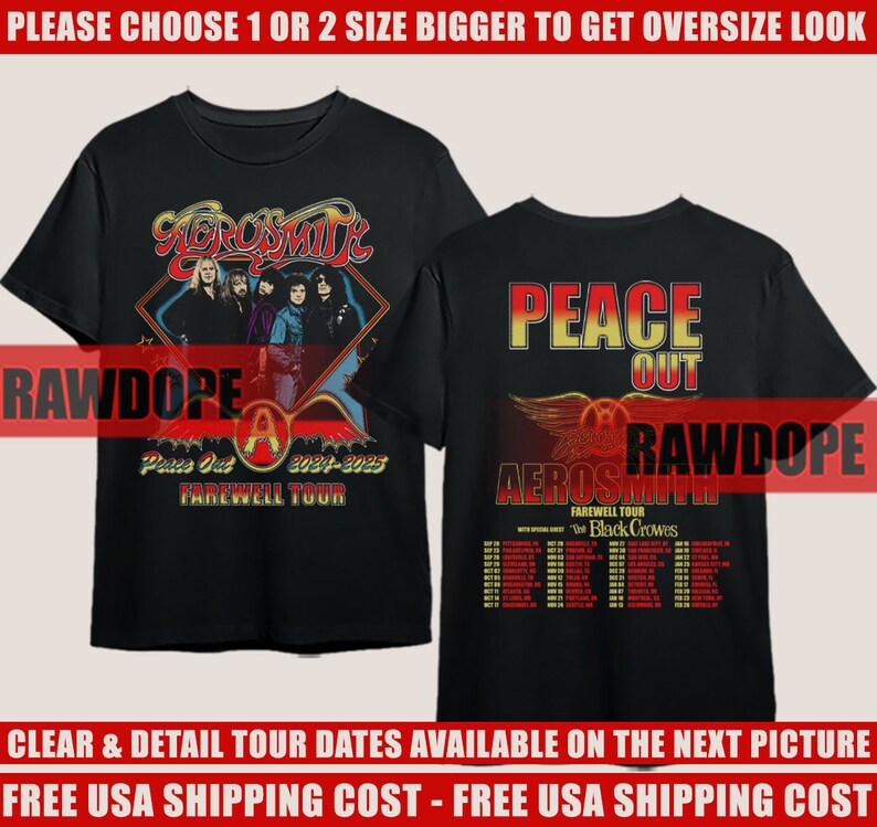 Aerosmith 20242025 Peace Out Tour Tshirt Aerosmith Tour Shirt Etsy