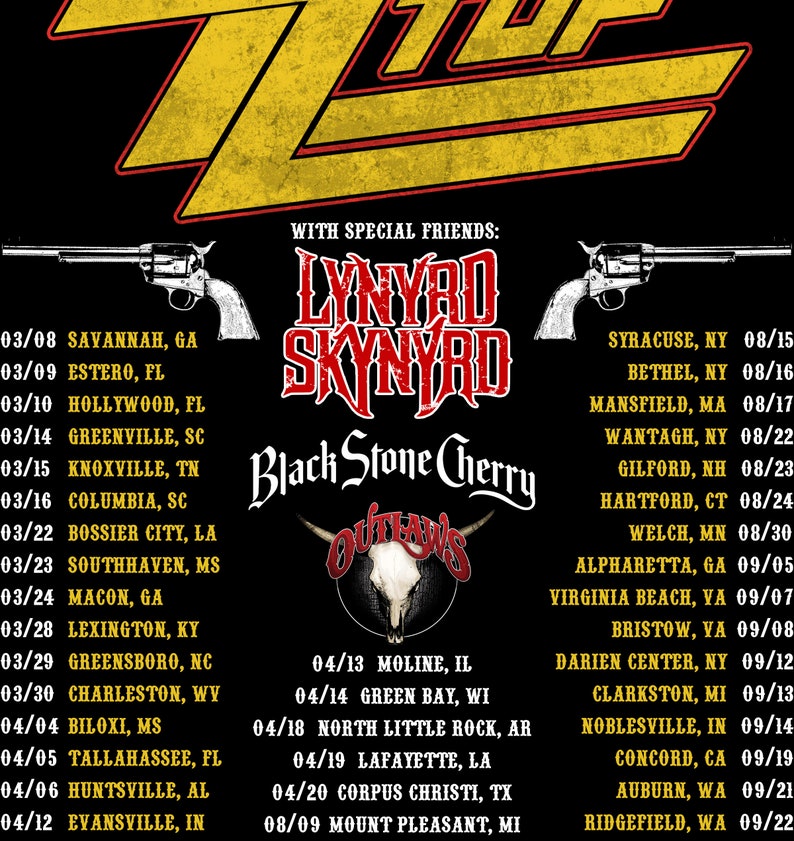 Lynyrd Skynyrd ZZ Top Tour 2025 TShirt Lynyrd Skynyrd ZZ Top TShirt