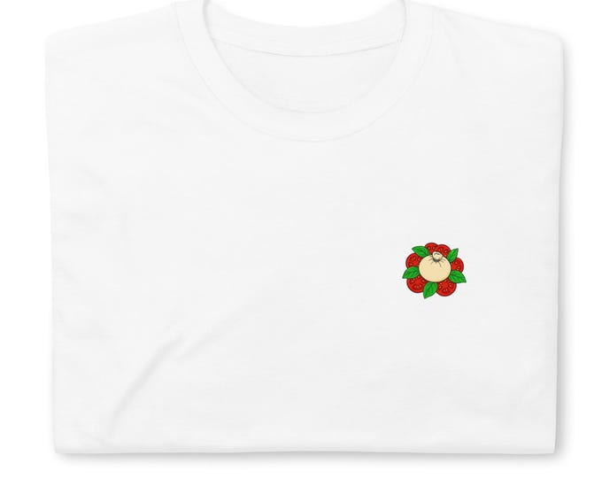Burrata Tomato Salad Logo T-shirt — Fresh elegance in white & light gray