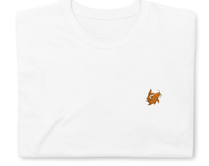 White Japanese Koi Fish T-shirt – DTG Printing – Clean Elegance & Artistic Style
