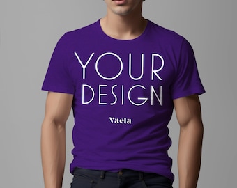 Team Purple Bella Canvas 3001 Mockup, T-Shirt Mockup, Male T-Shirt Mockup, Model Mockup, Instant Digital Download, Studio Mockup