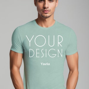 Dusty Blue Bella Canvas 3001 Mockup, T-Shirt Mockup, Male T-Shirt Mockup, Model Mockup, Instant Digital Download, Studio Mockup