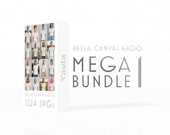 Bella Canvas 6400 MOCKUP MEGA BUNDLE #1, 1224 JPGs, 18 Basisbilder & jeweils 68 Farben, Mockup Bella Canvas 6400, T-Shirt für Frauen, 6400CVC, 6400