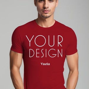Canvas Red Bella Canvas 3001 Mockup, T-Shirt Mockup, Mannelijke T-Shirt Mockup, Model Mockup, Instant Digitale Download, Studio Mockup