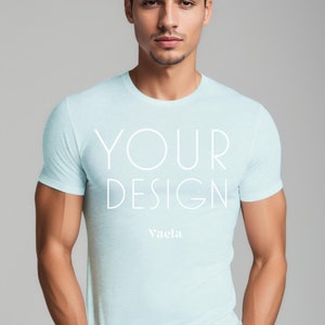 Heather Ice Blue Bella Canvas 3001 Mockup, T-Shirt Mockup, Male T-Shirt Mockup, Model Mockup, Instant Digital Download, Studio Mockup