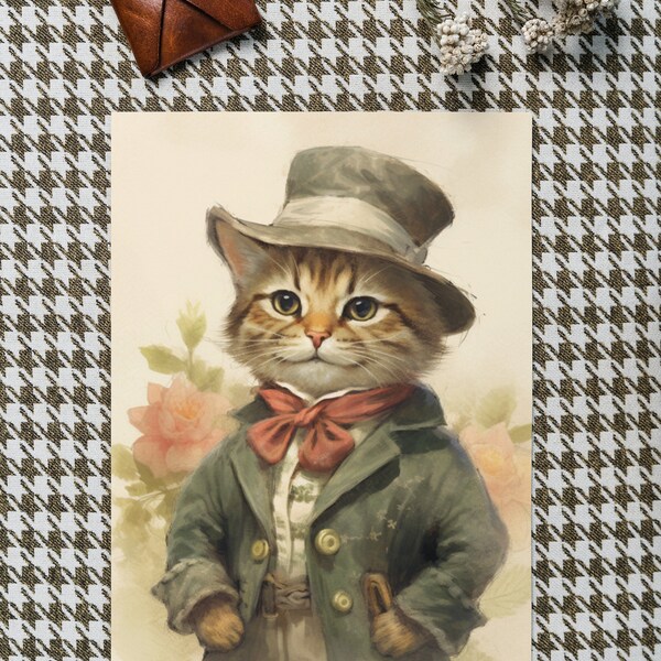 Dapper Tom - A Beatrix Potter-Inspired Cat-Themed Greeting Card