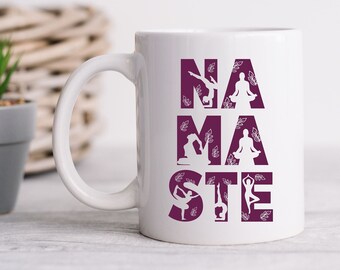Taza de yoga Taza de café Namaste Taza de cerámica Taza linda de 11 oz Taza de vibraciones positivas Taza de afirmación Taza de amor propio Regalo para el día de San Valentín de la madre hermana
