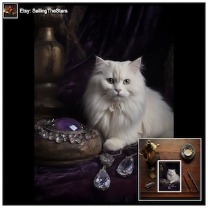 Weiße Katze Geburtstagskarte mit Amethyst Kristall Schmuck für Mama Mutter Tante Großmutter Schwester Frau Freundin Cousin Bestie Freund BFF