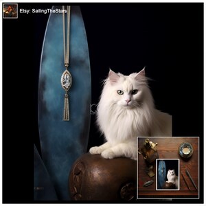 Carte d'anniversaire chat blanc avec bijoux en cristal de sélénite pour maman mère tante grand-mère soeur épouse petite amie cousine meilleure amie meilleure amie
