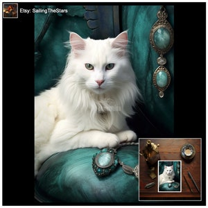 Carte d'anniversaire chat blanc avec bijoux en cristal d'Amazonite pour maman mère tante grand-mère soeur épouse petite amie cousine meilleure amie