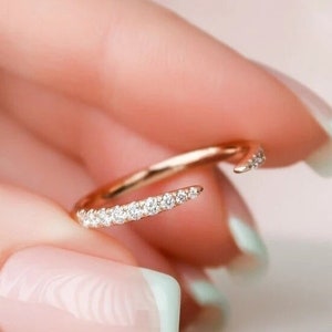 Moissanite Open Band: Rose Gold Stacking Ring, Wedding Spacer