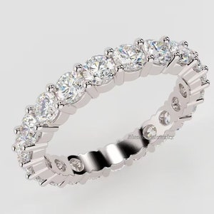 Moissanite Full Eternity Wedding Band: Sterling Silver Stacking Ring
