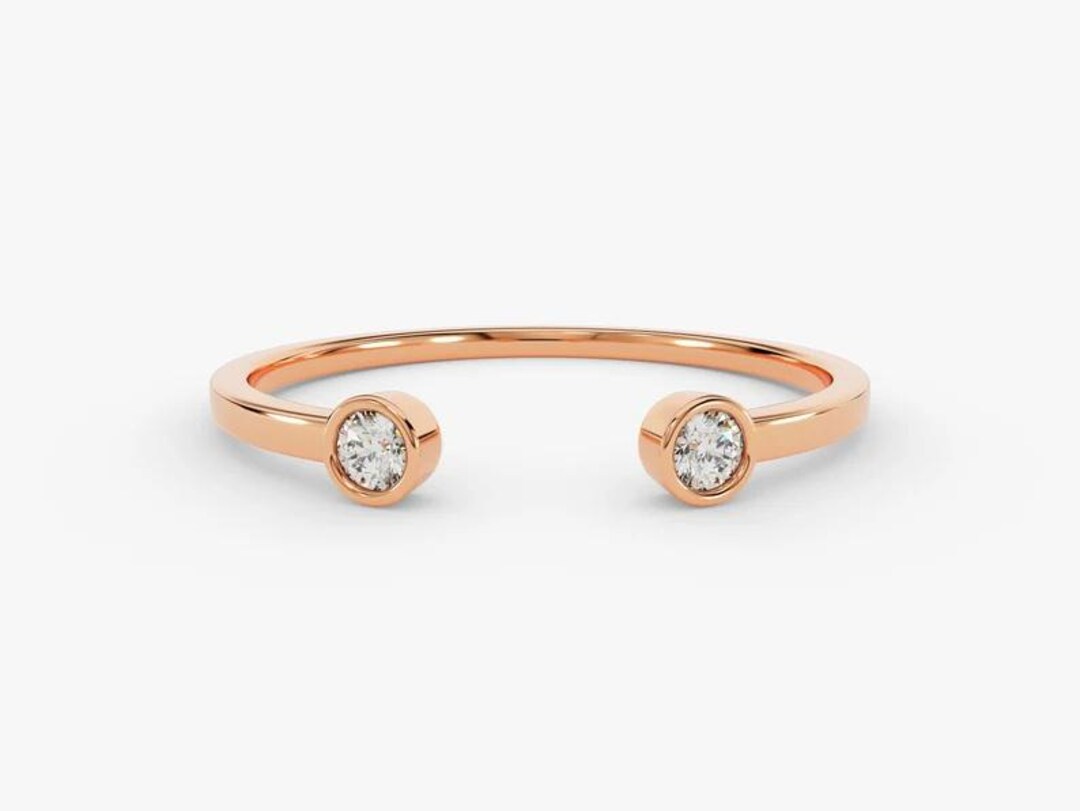 Open Bezel Set Moissanite Engagement Ring: Open Profile 14k Rose Gold ...