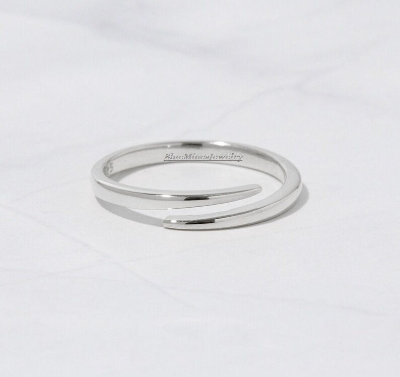 Open Pass Rings 14k Solid Gold Bypass Ring: Adjustable Open Band Thumb Ring - Etsy