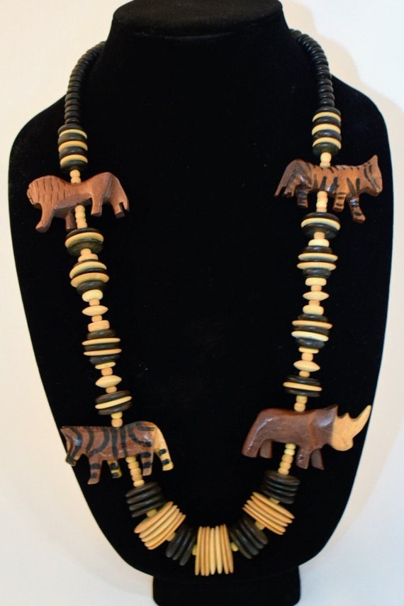 Chunky Boho Hand Carved Animal Necklace